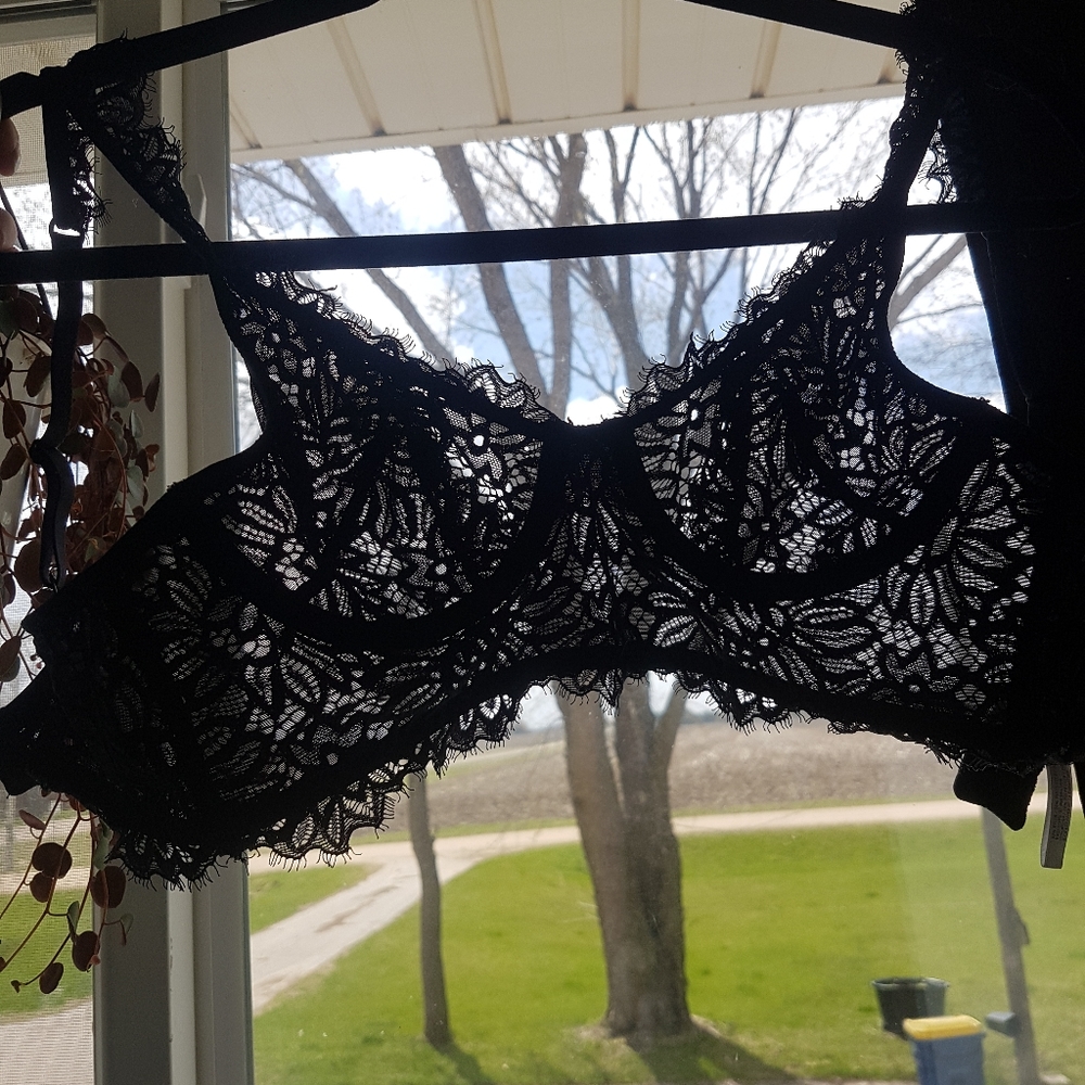 Black mess lace bra